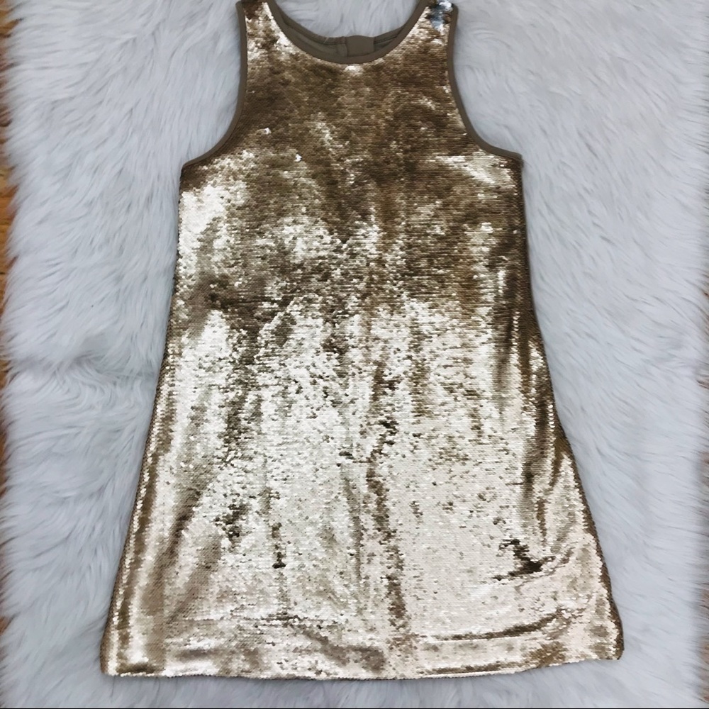 NWOT! Pippa & Julie Girls Flip Gold/Bronze Sequin Dress Sz14